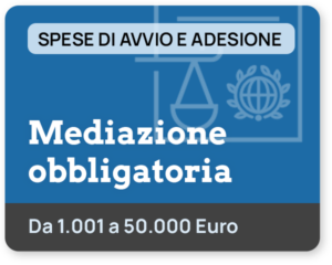 Mediazione obbligatoria - Spese di avvio e spese di mediazione per il primo incontro, per procedimento di valore compreso tra € 1.001,00 a € 50.000,00